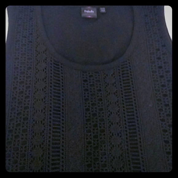 🌺Rafaella black tank with lace/crochet front. - Picture 1 of 3